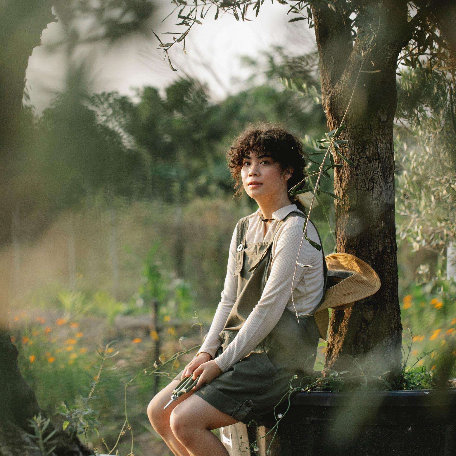 Girl sitting in nature